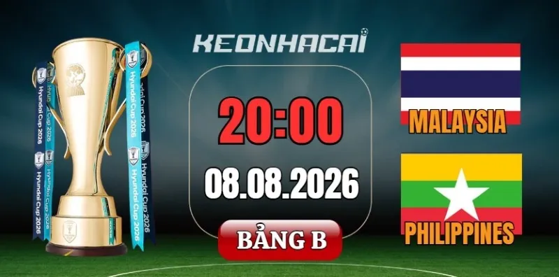 Tỷ lệ kèo Malaysia vs Philippines – Bán kết ASEAN Cup 20h00 ngày 08/08/2026